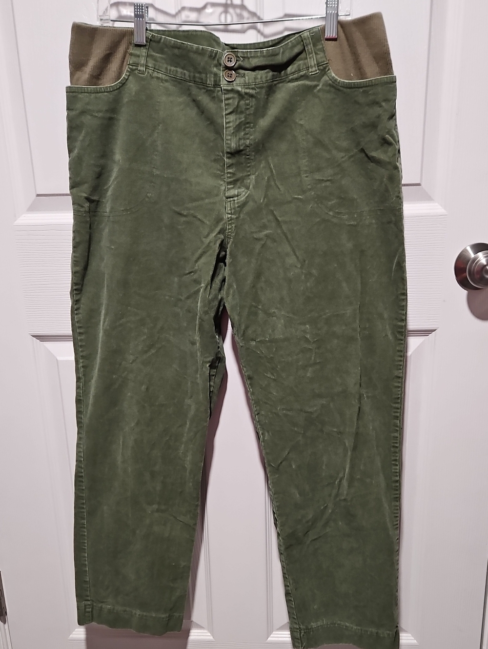 Blair Olive Green Corduroy Pants with Stretch Waist Insert Size 16W